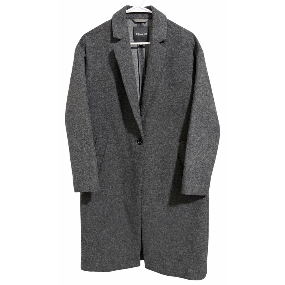 Madewell Long Coat Wool Blend Peacoat Dark Gray Women's Size X-Small